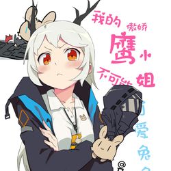 This is a pixiv picture whose title is 不是兔兔，是鹰小姐哦.