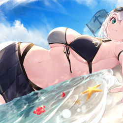 This is a pixiv picture whose title is 水着団長.