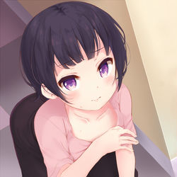This is a pixiv picture whose title is 前かがみ.