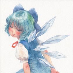 This is a pixiv picture whose title is 正座するチルノ.
