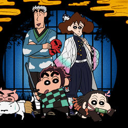 This is a pixiv picture whose title is 鬼滅の野原.