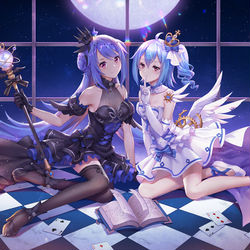 This is a pixiv picture whose title is 白と黒の箱庭.