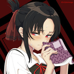 This is a pixiv picture whose title is 「か、会長、そんなに見ないでくださる…？」.