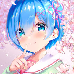 This is a pixiv picture whose title is 桜とレム.