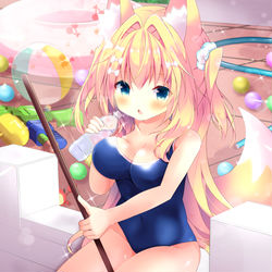 This is a pixiv picture whose title is プール掃除！🦊.