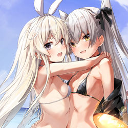 This is a pixiv picture whose title is 白島風と黒天津風.