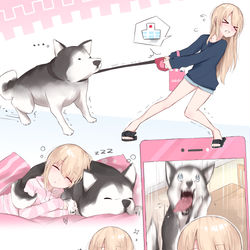 This is a pixiv picture whose title is ハスキーと金髪幼女.