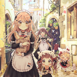 This is a pixiv picture whose title is 猫耳メイドと路地裏さんぽ.