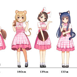 This is a pixiv picture whose title is ケモ耳ウエイトレスなU149の子達.