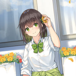 This is a pixiv picture whose title is 花の髪飾り.