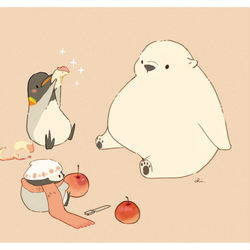This is a pixiv picture whose title is しろくまりんご.