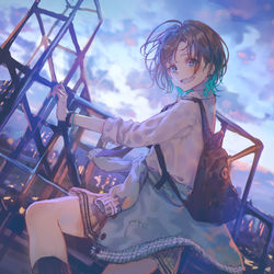 This is a pixiv picture whose title is 夕暮れ.