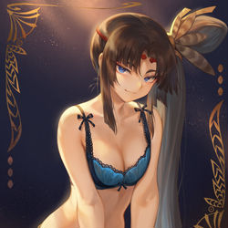 This is a pixiv picture whose title is 下着モデル「牛若丸ちゃん」.
