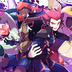 This is a pixiv picture whose title is 【ポケモン剣盾】キバナ＆ワタル.