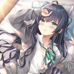 This is a pixiv picture whose title is 『ん……なに、もう朝ぁ？』.