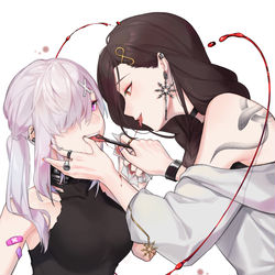 This is a pixiv picture whose title is bloody kiss.