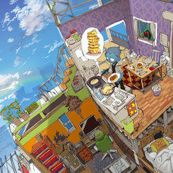 This is a pixiv picture whose title is 明るい今日はステーィホーム.