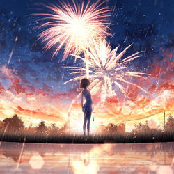 This is a pixiv picture whose title is 記憶は花火のように溶けていく。.