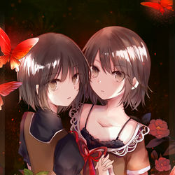 This is a pixiv picture whose title is 紅い蝶.