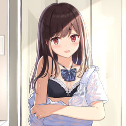 This is a pixiv picture whose title is 「急に雨降ってきちゃった☔」.