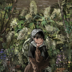 This is a pixiv picture whose title is 庭園にて.