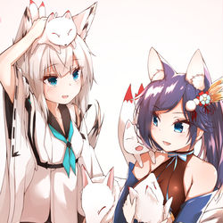 This is a pixiv picture whose title is 子狐たちと.