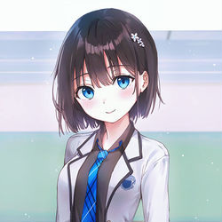 This is a pixiv picture whose title is 黒髪碧眼.