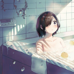 This is a pixiv picture whose title is 朝の湯.