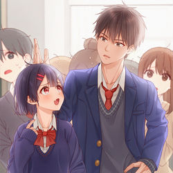 This is a pixiv picture whose title is ドジっ子の女の子とつっこむ男の子.