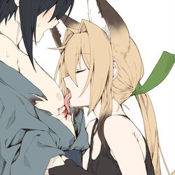 This is a pixiv picture whose title is 傷舐め消毒.