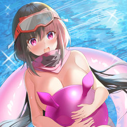 This is a pixiv picture whose title is 水着流されちゃったおっきー☆.
