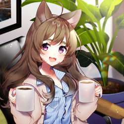 This is a pixiv picture whose title is 犬耳彼女とホーム時間.