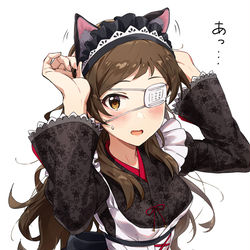 This is a pixiv picture whose title is 猫耳眼帯メイド沢.