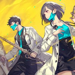 This is a pixiv picture whose title is 白衣の戦士たち.