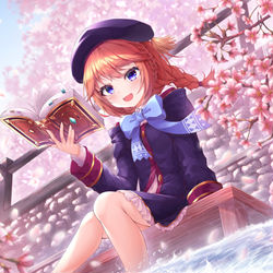 This is a pixiv picture whose title is 読書中のユニ先輩!.