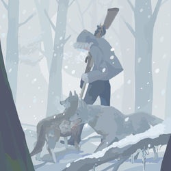 This is a pixiv picture whose title is 月狩.