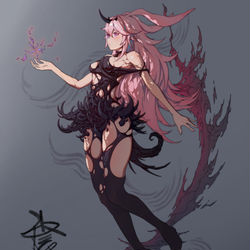 This is a pixiv picture whose title is 一些感想 描述角色的 黑暗系.