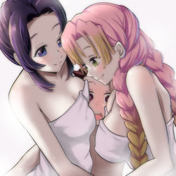 This is a pixiv picture whose title is おっぱいに挟まれる炭治郎♨️.