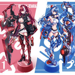 This is a pixiv picture whose title is 炭酸武装少女「コカ・コーラ」＆「ペプシ」.