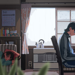 This is a pixiv picture whose title is 雨の休日.