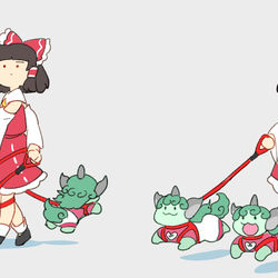 This is a pixiv picture whose title is 狛犬の散歩 ほか.