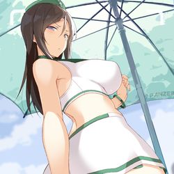 This is a pixiv picture whose title is ローアングラー相手にもガードが固いことに定評のあるノンナさん.