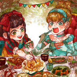 This is a pixiv picture whose title is お姫様たちのごはん.