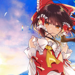 This is a pixiv picture whose title is 楽園の素敵な巫女と、.