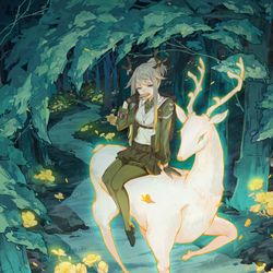 This is a pixiv picture whose title is 守林人、口风琴与鹿(下.