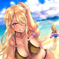 This is a pixiv picture whose title is 水着姿の金城さん.