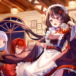 This is a pixiv picture whose title is 三人の楽しい生活.