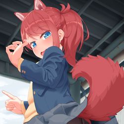 This is a pixiv picture whose title is おさんぽに誘う黒タイツ犬耳少女.