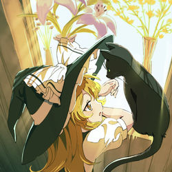 This is a pixiv picture whose title is 一人と一匹.