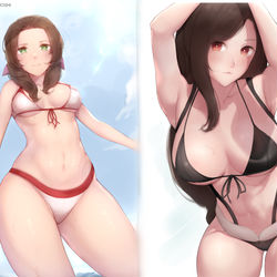 This is a pixiv picture whose title is Tifa and Aerith <3.